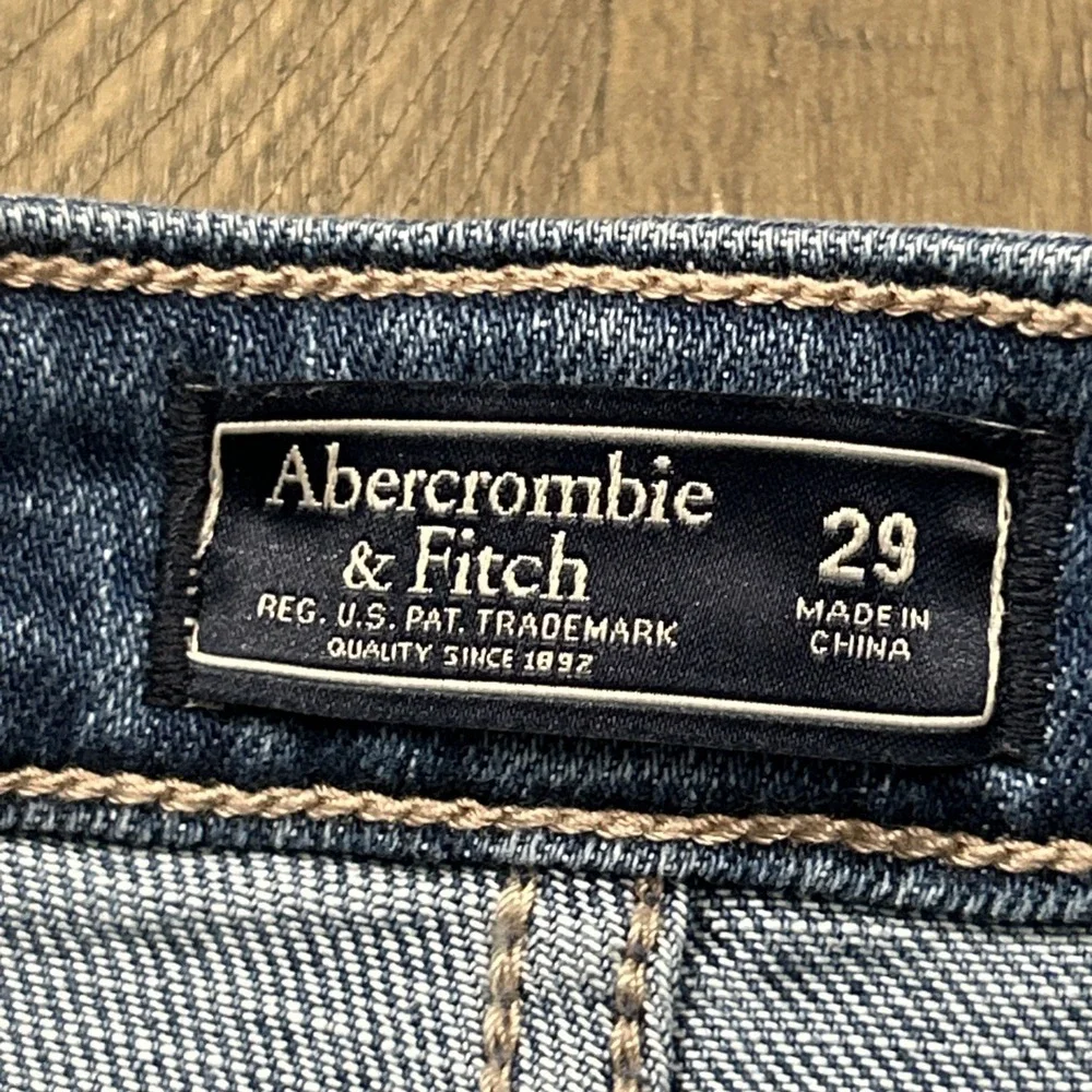Abercrombie & Fitch Y2K Button Front Denim Skirt Women's Blue Soft Frayed Hem 29